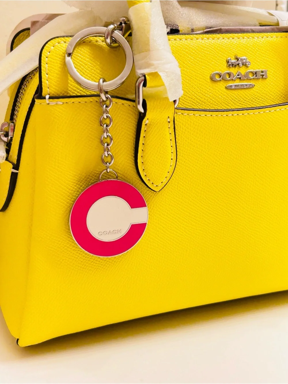 RARE Coach Y2K Pink C Charm Keychain/ Bag Charm